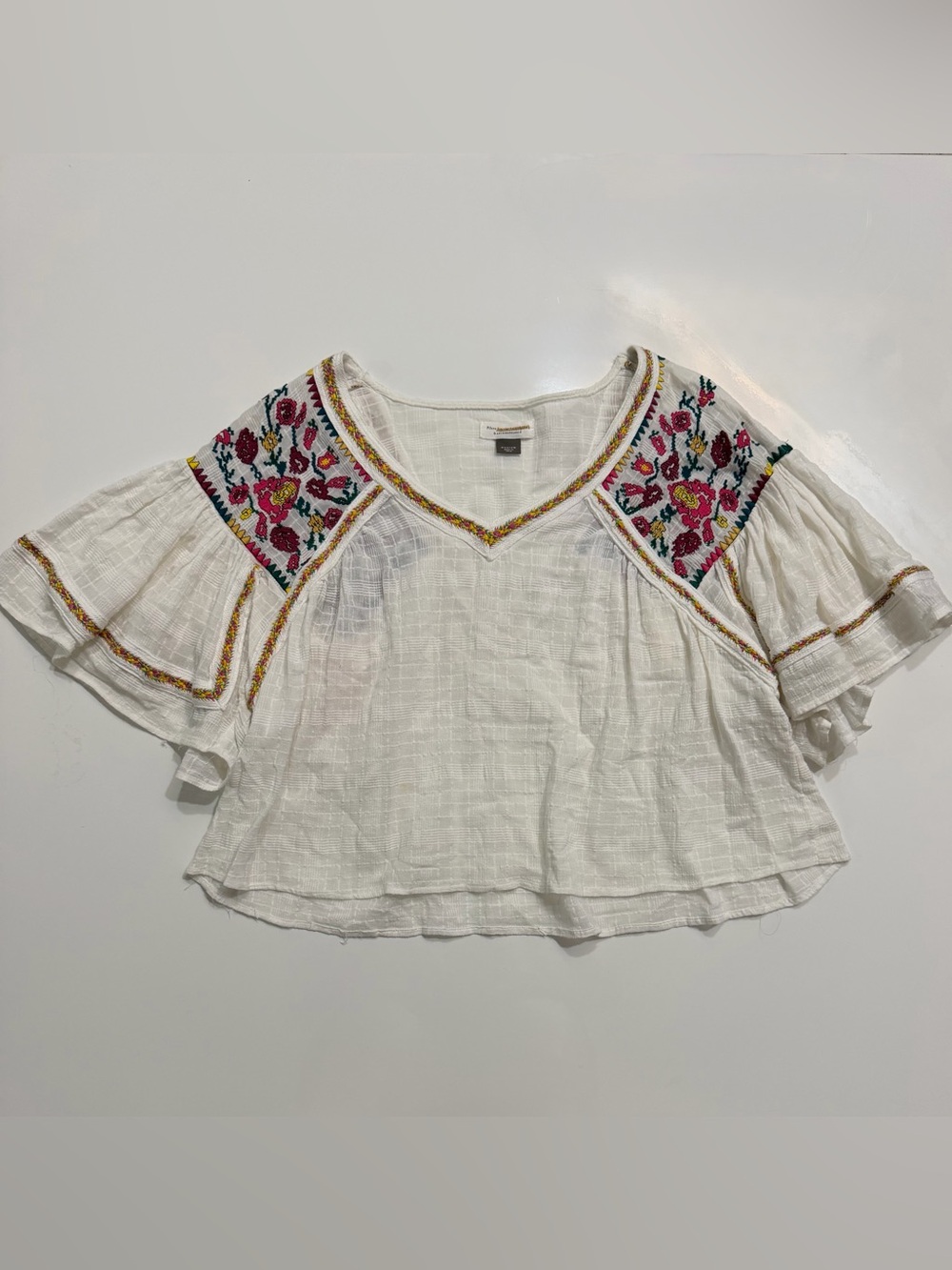 Pilcro Anthropologie Tawny Embroidered Boho Peasant Top Medium Like New - Picture 3 of 9